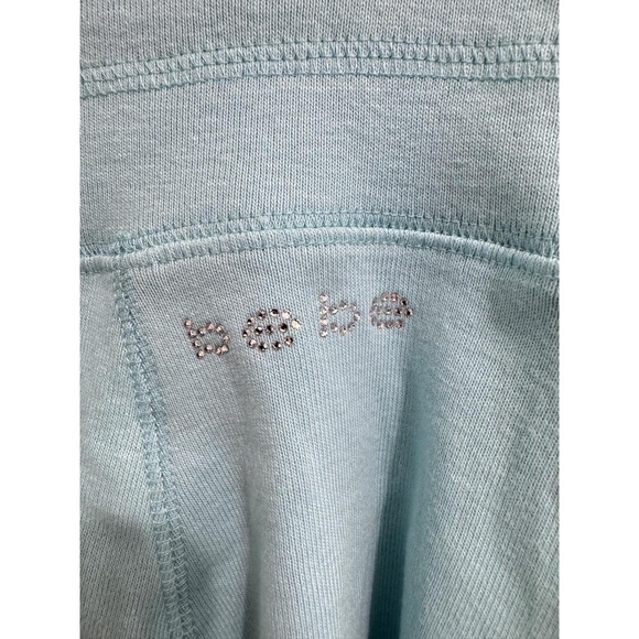 bebe Y2K Rhinestone Logo Circle Mini Skirt Turquoise Blue – Size L Made in USA - Picture 3 of 7